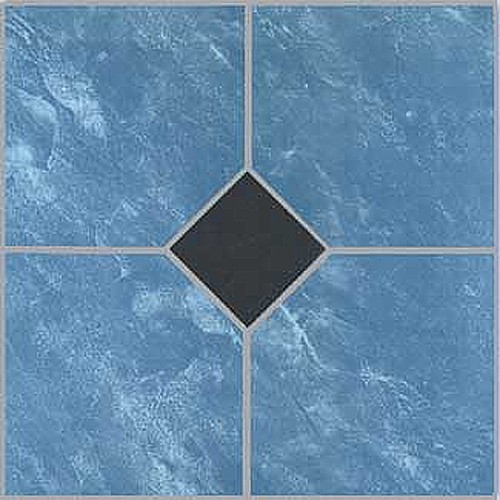 Blue vinyl floor tile - blue,